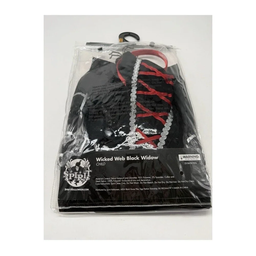 Spirit Halloween Wicked Black Widow Web Costume Spider Queen Child Small 4 to 6